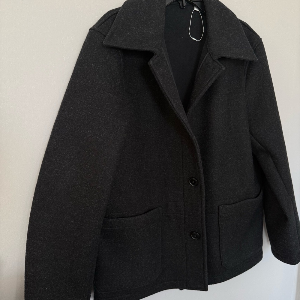 NWOT Uniqlo Modern Structured Boxy Men's Wool Black Blazer Coat size Oversized M